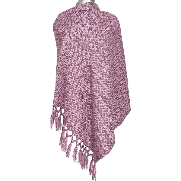 Foulard rebozo tissé mexicain ROSE et VIOLET - 1,98 m de long