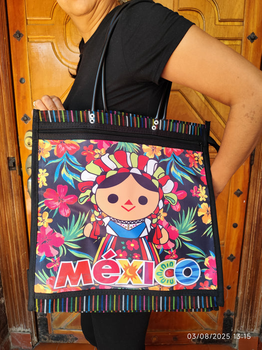 Sac traditionnel mexicain coloré avec motif de poupée "Lele"