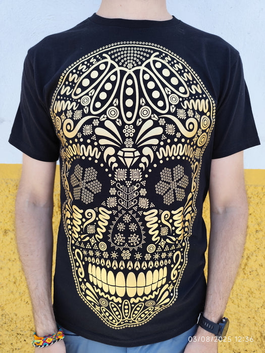 T-shirt Homme Calavera Dorée – Édition Día de Muertos