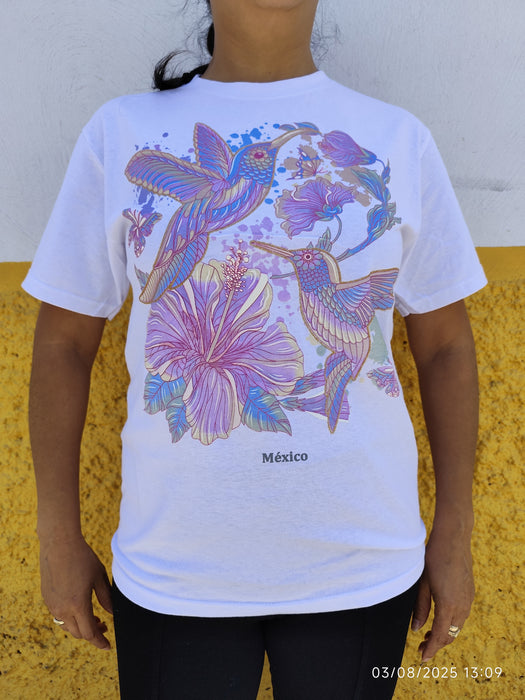 T-shirt « Colibris et Fleurs Tropicales » – Lumisol