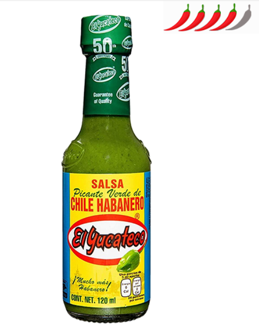 Salsa picante VERDE con chile habanero / Sauce pimentée VERTE avec chile habanero El Yucateco 120ml
