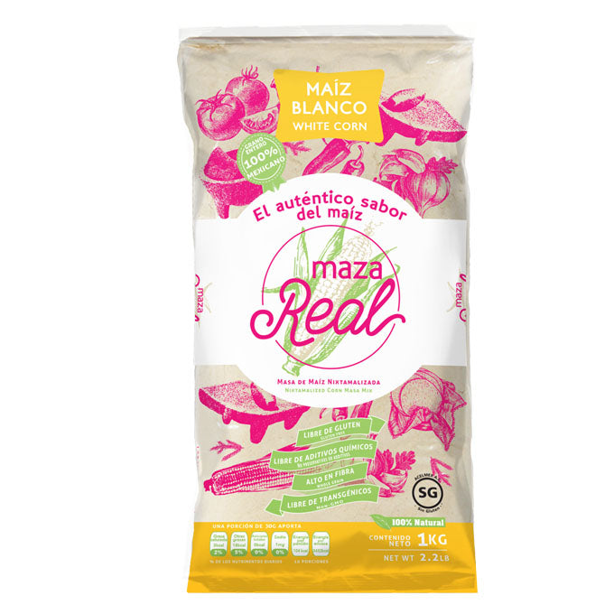 Farine blanche de maïs nixtamalixée / Maza Real – Harina de Maíz Blanco 1 kg