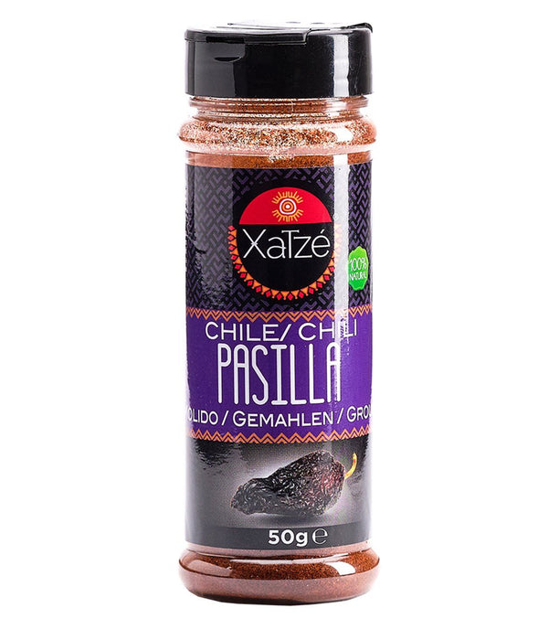 XATZE 50 GR CHILE PASILLA MOLIDO / Piment Pasilla moulu 50g