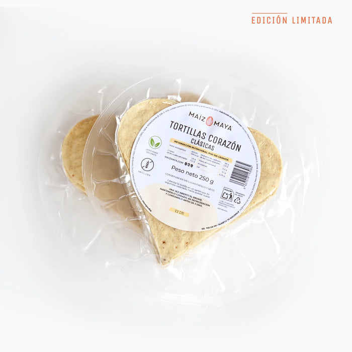 Tortilla CORAZON Maíz Maya (12cm) en 250g