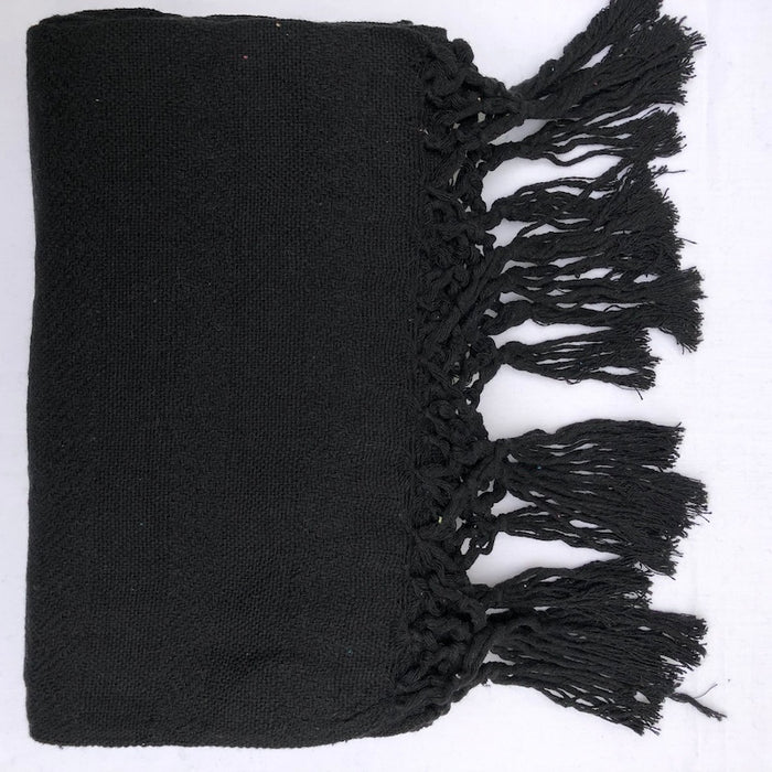 Foulard rebozo tissé mexicain NOIR 1,98 m de long