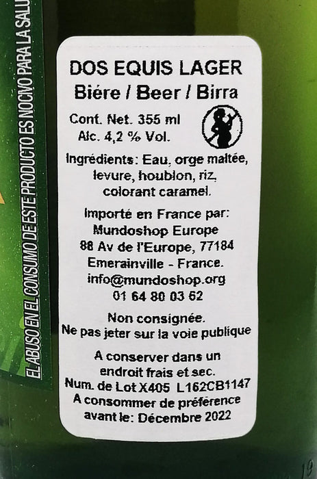 Cerveza Dos Equis / Bière XX lager Moctezuma 355ml