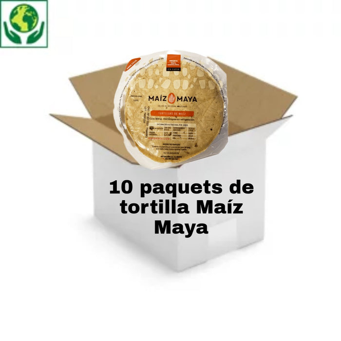 Caja / Carton 10 paquets de Tortilla Maíz Maya (15cm) en 500g