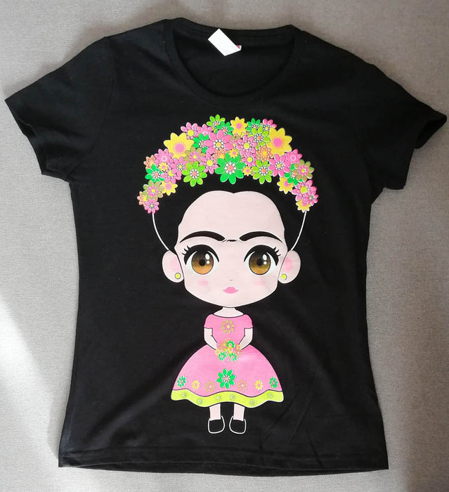 T-shirt noir manches courtes Frida pour femme